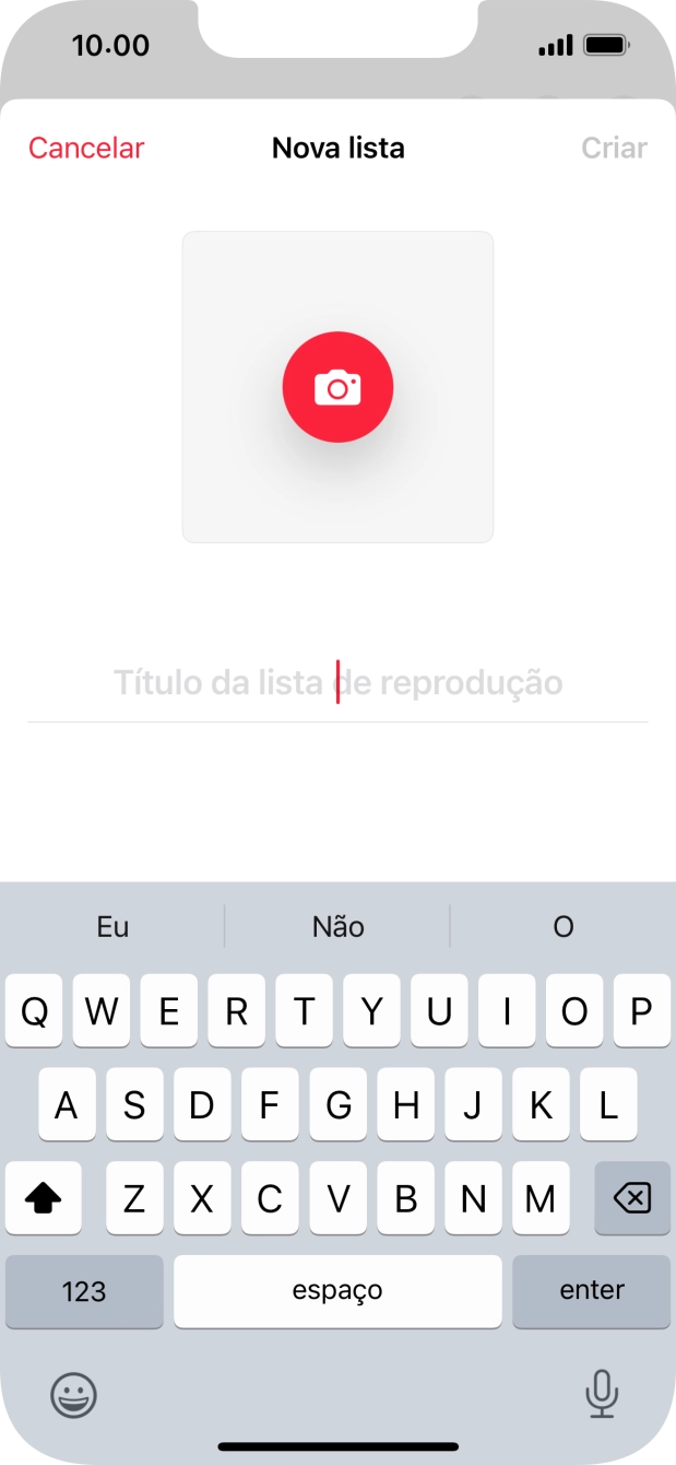 Prima o campo de escrita e introduza o nome da lista de reprodução.