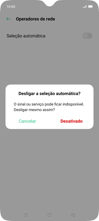 Prima Desativado para desativar a função e aguarde enquanto o telefone procura as redes.