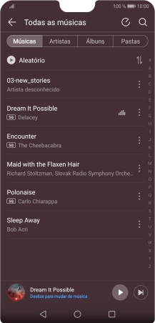 Prima o ficheiro de música pretendido.