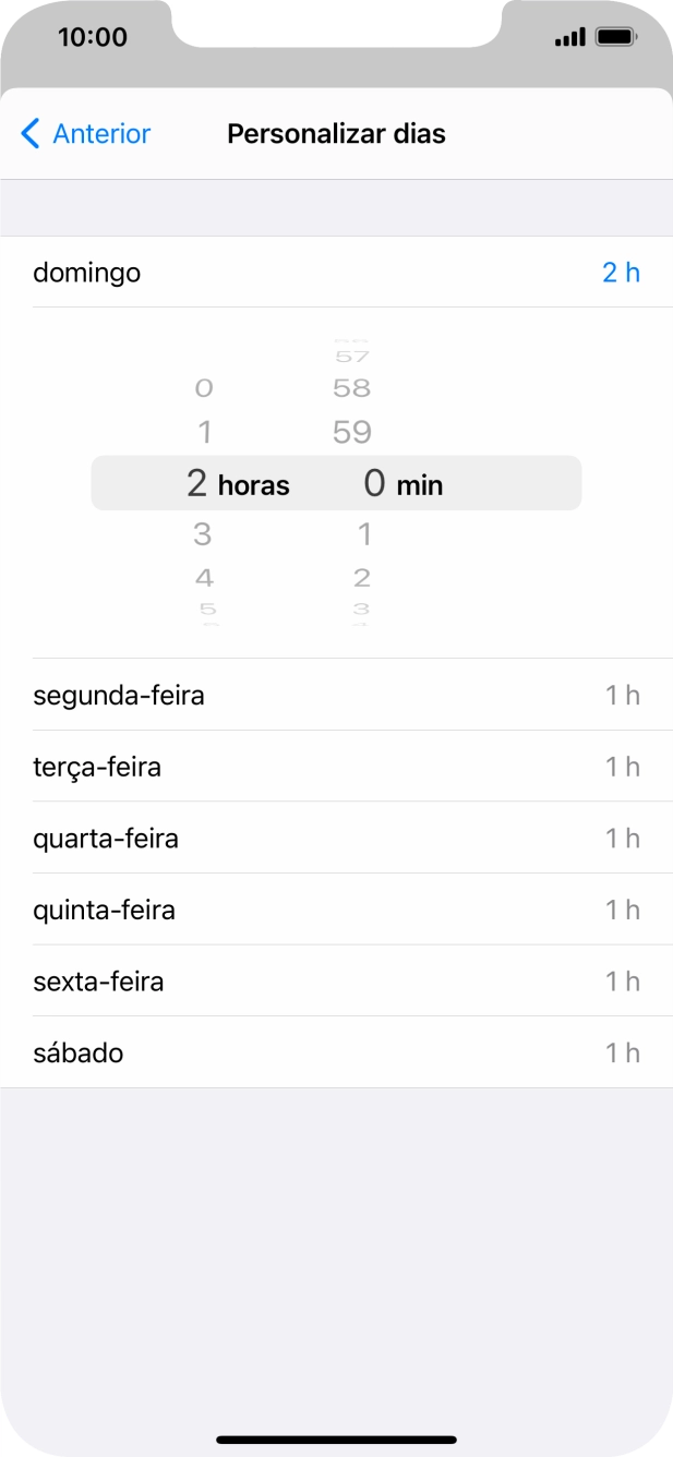 Escolha o limite de tempo pretendido.