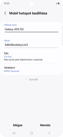 Kattints a „Hálózat neve” alatti mezőre, és írd be a Wi-Fi hotspot kívánt nevét.