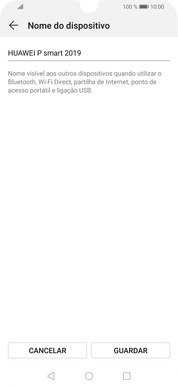 Introduza o nome pretendido do hotspot Wi-Fi e prima GUARDAR.