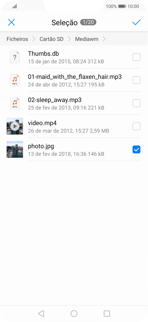 Prima o ícone para aceitar.