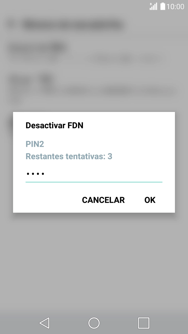 Introduza o código PIN2 e prima OK.