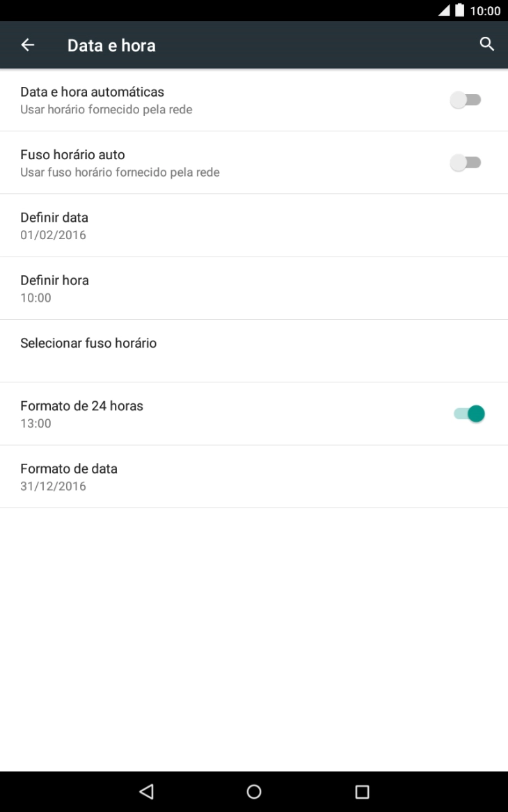Prima Data e hora automáticas para ativar a função.