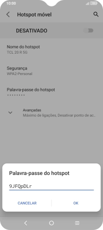 Introduza a password pretendida e prima OK.