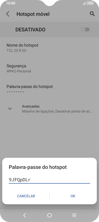Introduza a password pretendida e prima OK.