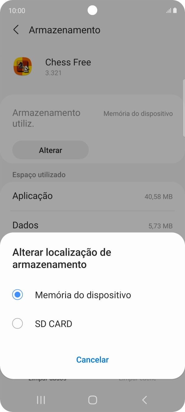 Prima o nome do cartão de memória.