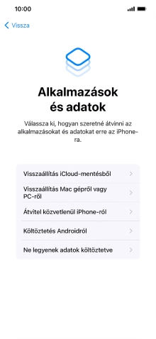 Válaszd a Ne legyenek adatok költöztetve lehetőséget, és kövesd a képernyőn megjelenő utasításokat az aktiválás befejezéséhez.