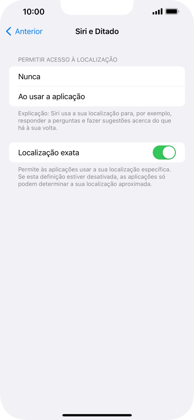 Prima a definição pretendida para ativar ou desativar a função.