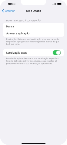 Prima a definição pretendida para ativar ou desativar a função.