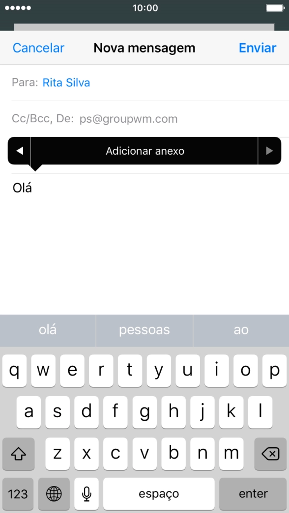 Prima Adicionar anexo e siga as indicações no ecrã para anexar um documento.