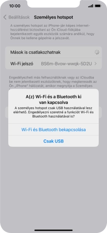 Amennyiben ki van kapcsolva a Wi-Fi, válaszd a Wi-Fi és Bluetooth bekapcsolása lehetőséget.