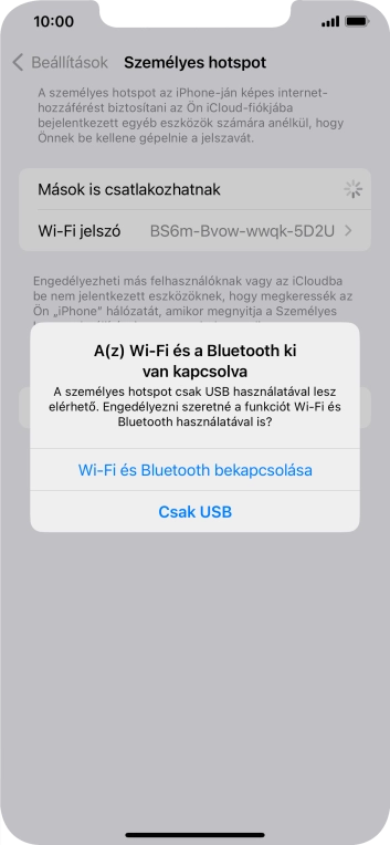 Amennyiben ki van kapcsolva a Wi-Fi, válaszd a Wi-Fi és Bluetooth bekapcsolása lehetőséget.