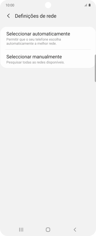 Prima Seleccionar manualmente para desativar a função e aguarde enquanto o telefone procura as redes.