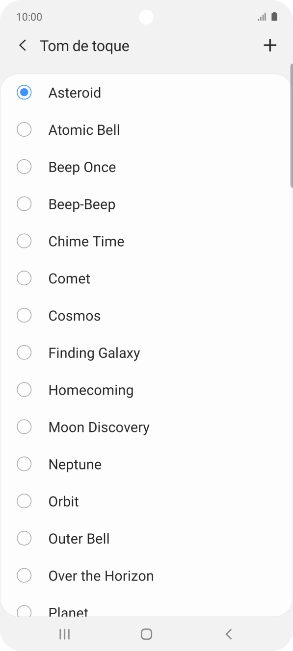 Prima o ícone para adicionar um tom de toque.