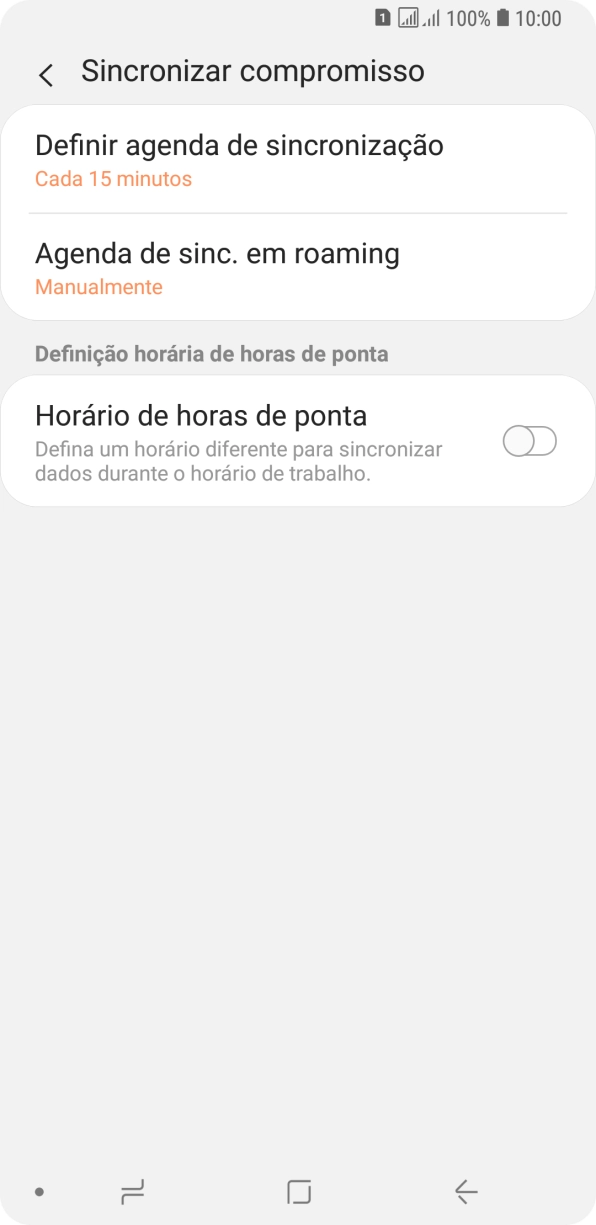 Prima Definir agenda de sincronizaçao.
