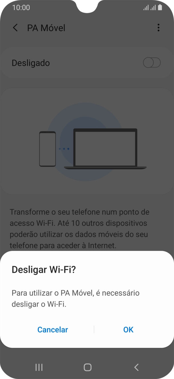 Se o Wi-Fi estiver ativado, prima OK.
