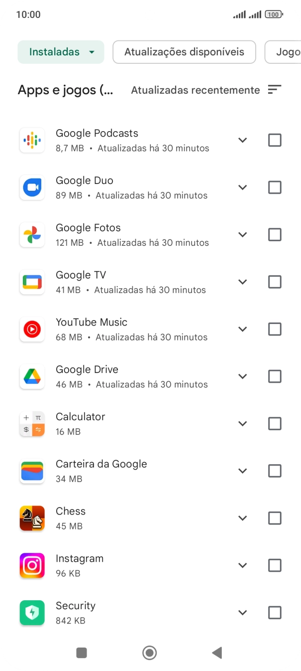 Prima a app pretendida.