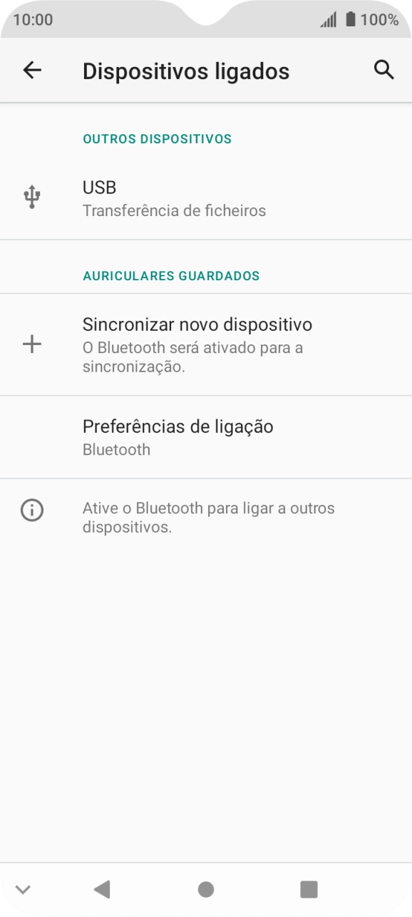 Prima Sincronizar novo dispositivo.