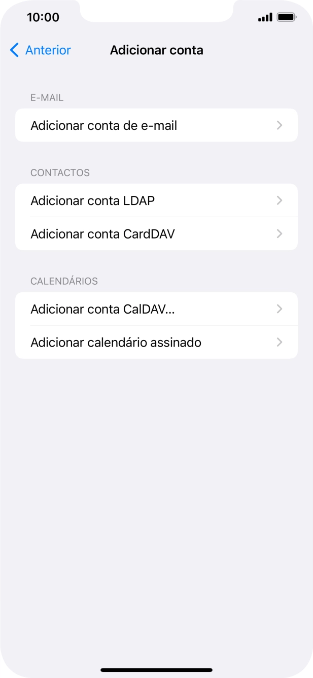Prima Adicionar conta de e-mail.