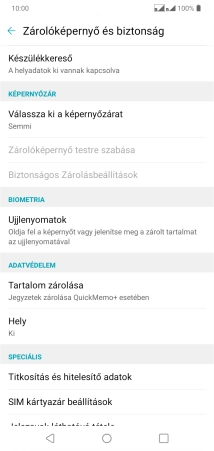 Válaszd az Ujjlenyomatok lehetőséget.