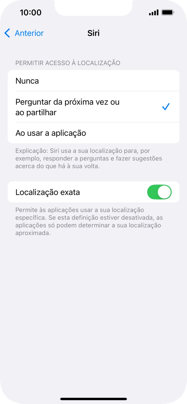 Prima a definição pretendida para ativar ou desativar a função.