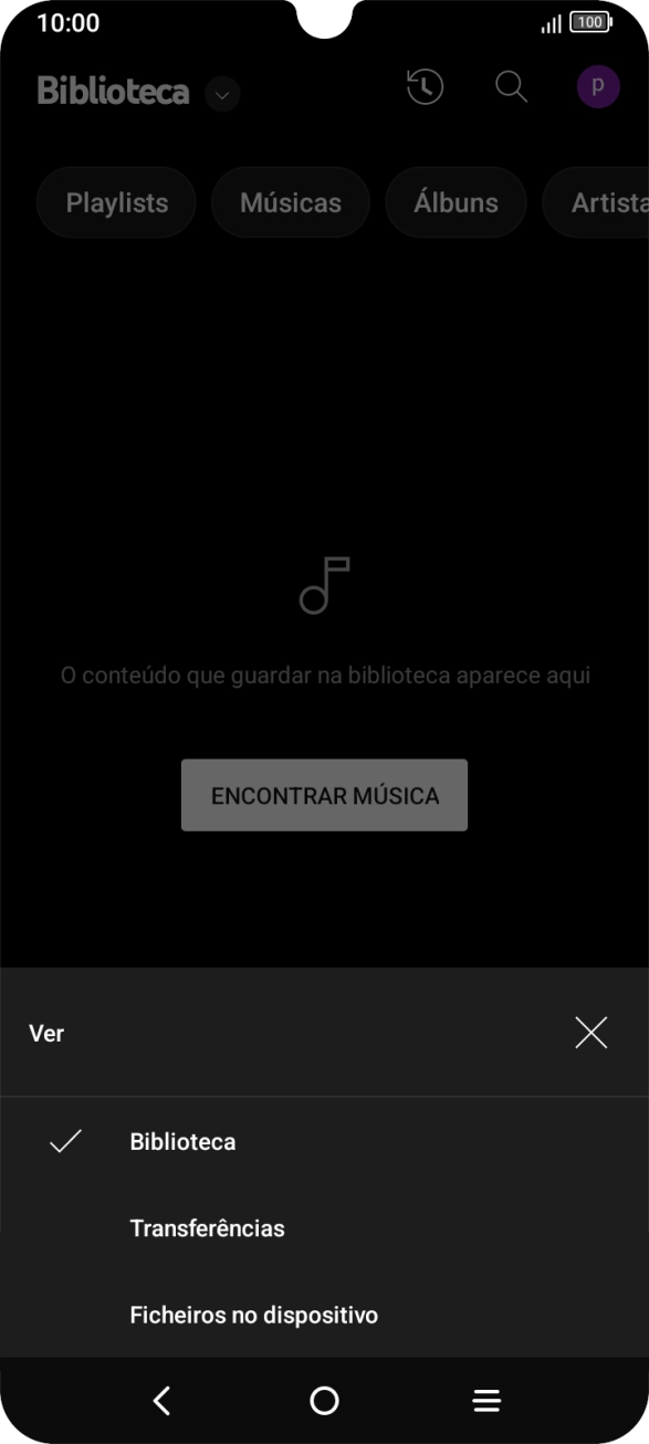 Prima a categoria pretendida e dirija-se ao ficheiro de música pretendido.