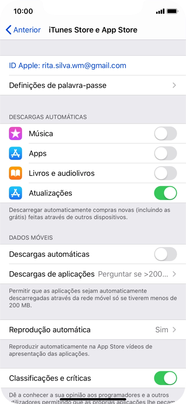 Prima os indicadores junto aos tipos de conteúdo pretendidos para ativar ou desativar a função.