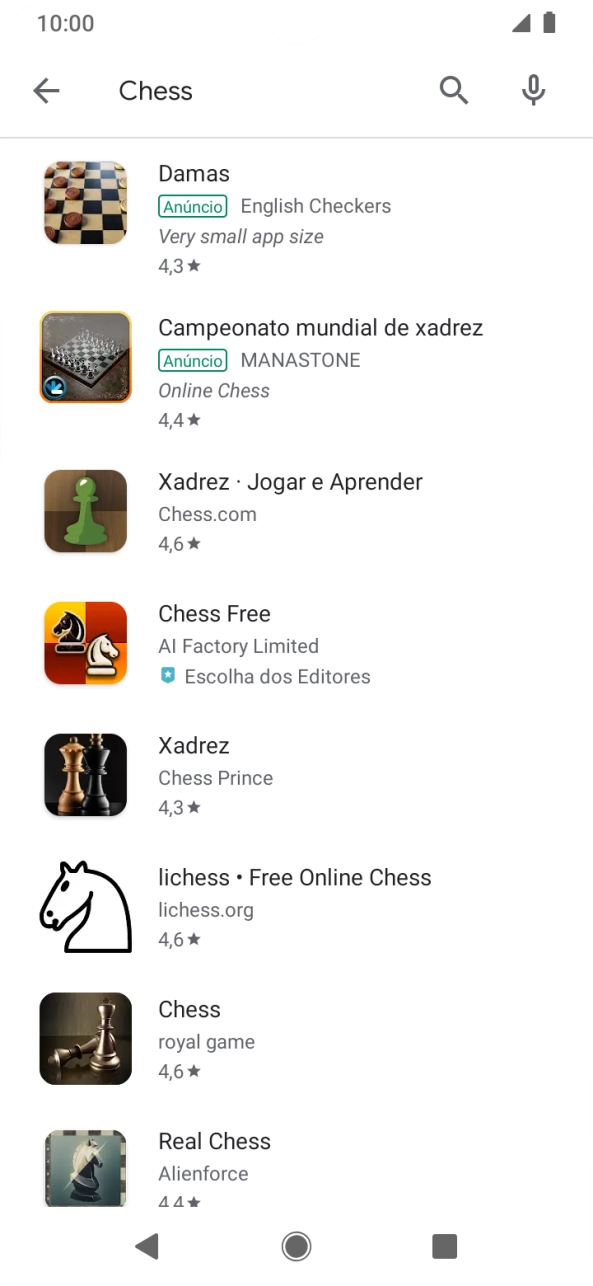 Prima a app pretendida.