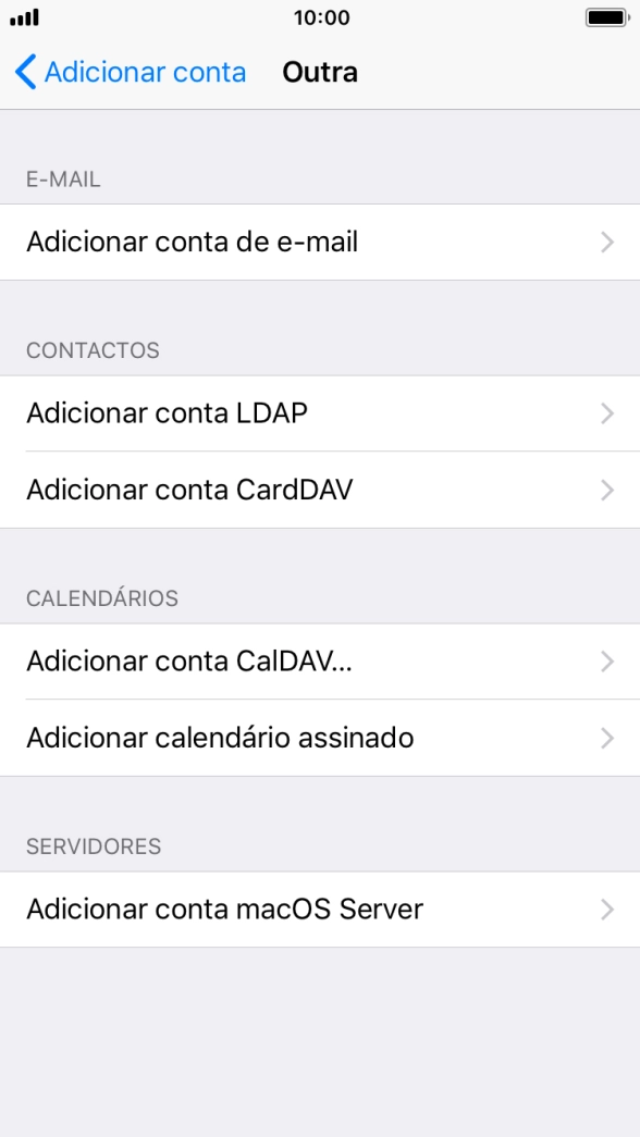 Prima Adicionar conta de e-mail.