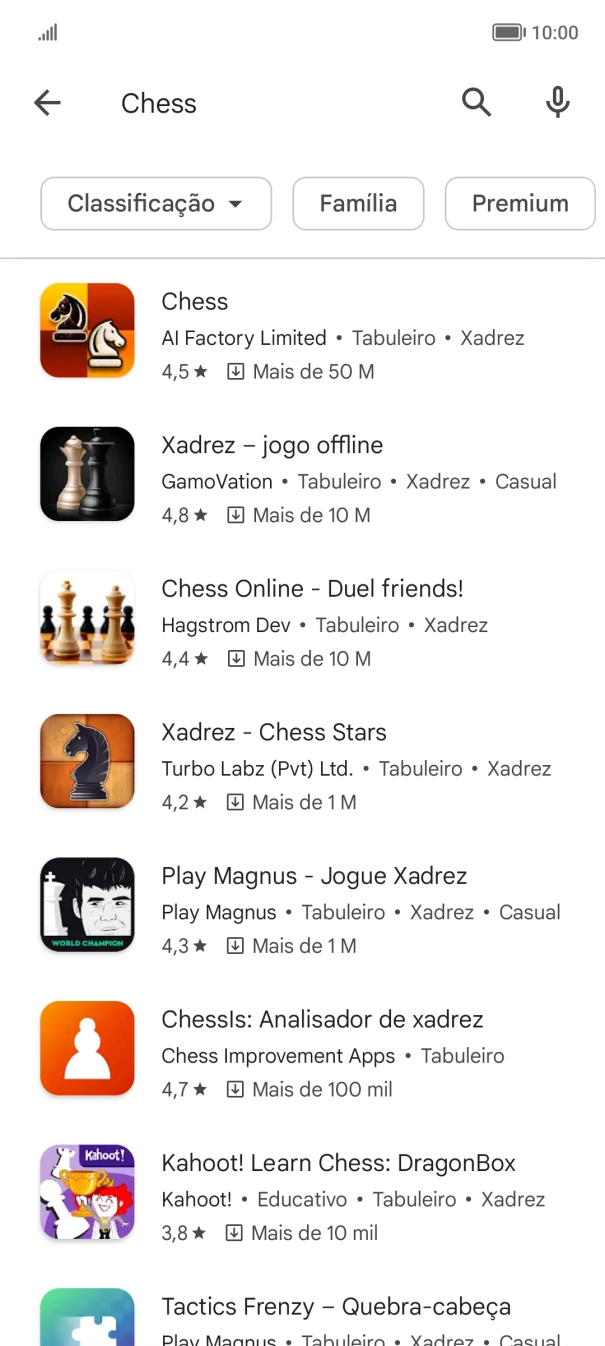 Prima a app pretendida.