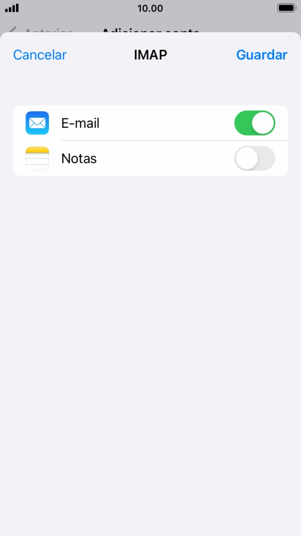 Prima Guardar. A sua conta de e-mail está agora configurada. Se pretender escolher definições adicionais para o servidor de receção e envio, siga os passos seguintes.