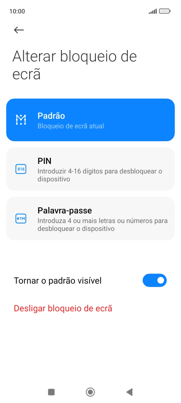 Prima Desligar bloqueio de ecrã e introduza o código adicional de bloqueio do telefone que criou anteriormente.