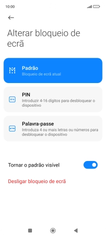 Prima Desligar bloqueio de ecrã e introduza o código adicional de bloqueio do telefone que criou anteriormente.