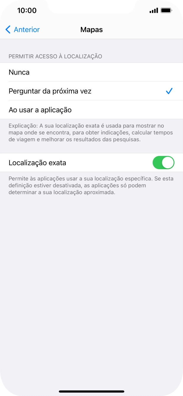 Prima a definição pretendida para ativar ou desativar a função.