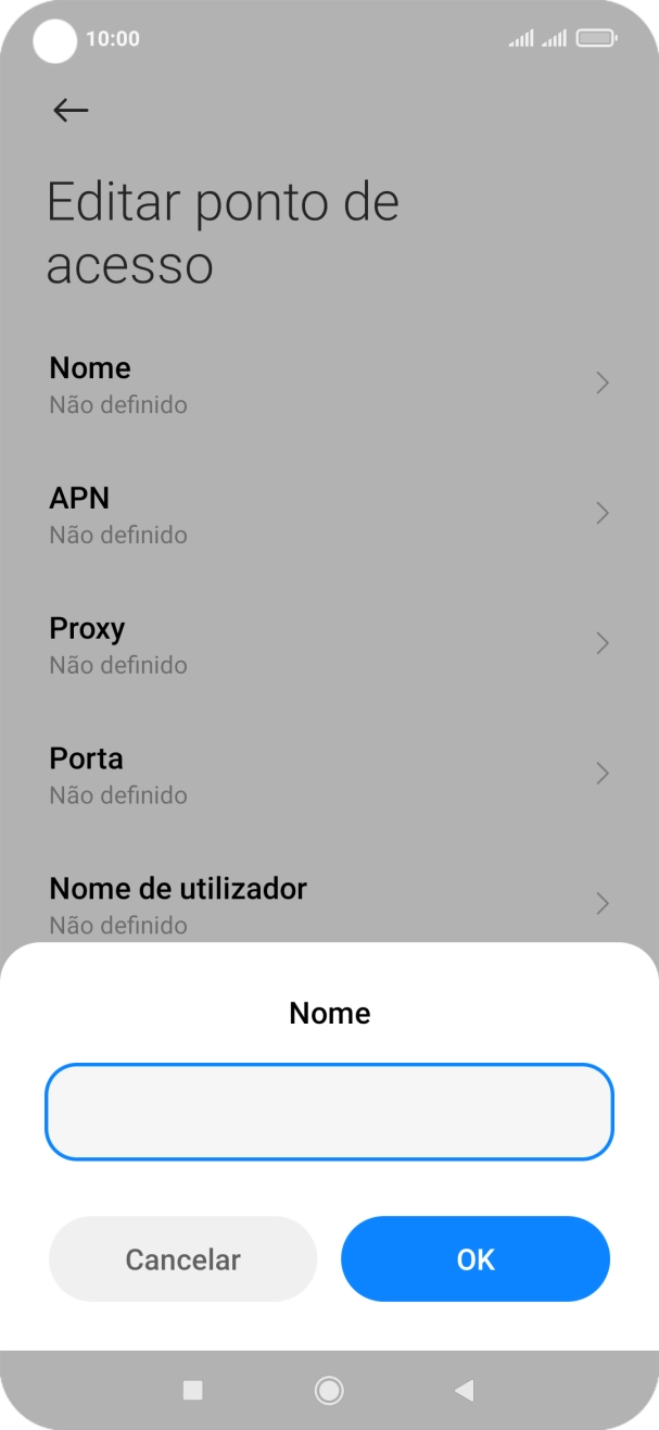 Introduza Vodafone Internet e prima OK.