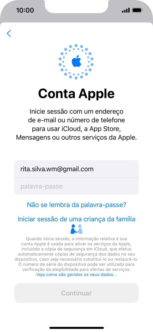 Prima Palavra-passe e introduza a password do ID Apple.