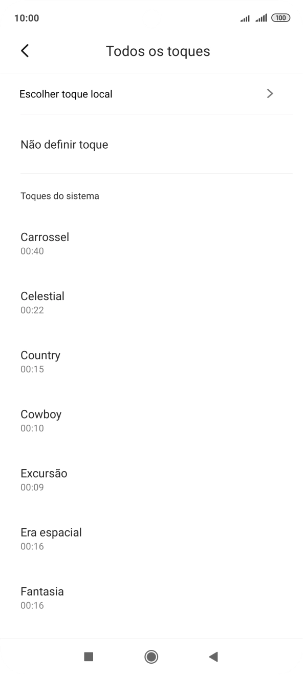 Prima Escolher toque local e vá até à pasta pretendida.