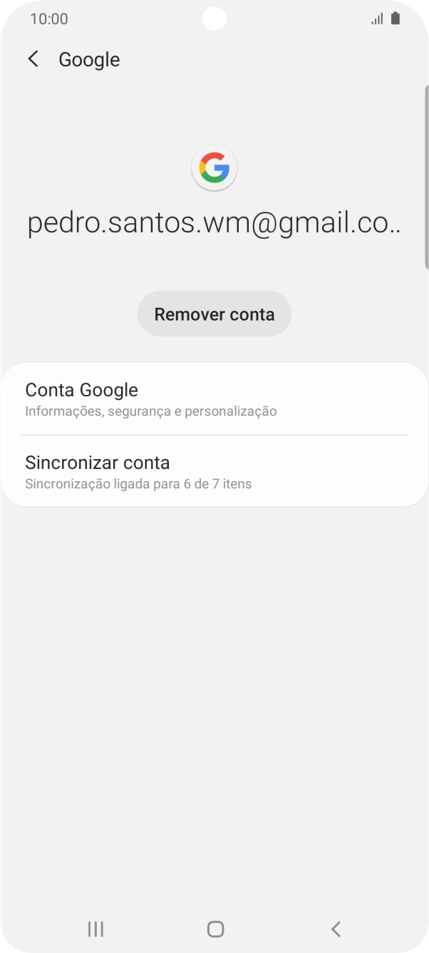 Prima Sincronizar conta.
