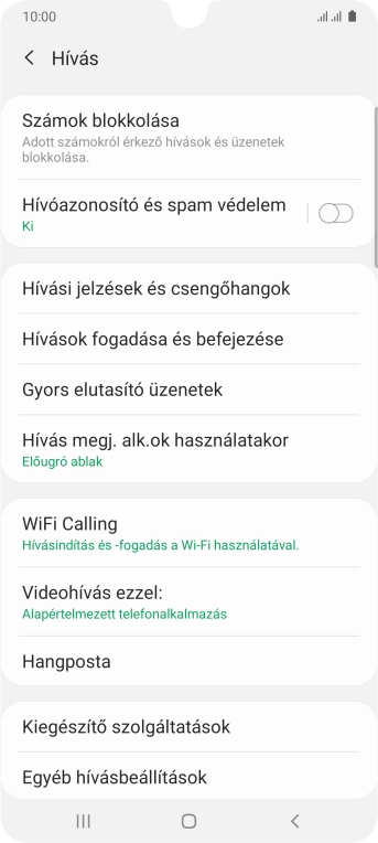 Válaszd a Kiegészítő szolgáltatások lehetőséget.