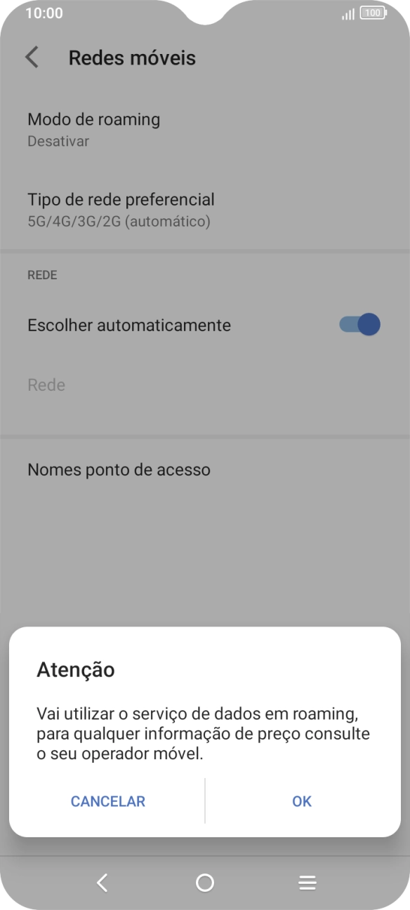 Se ativar a função, prima OK.