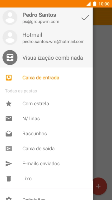Prima a conta de e-mail pretendida.
