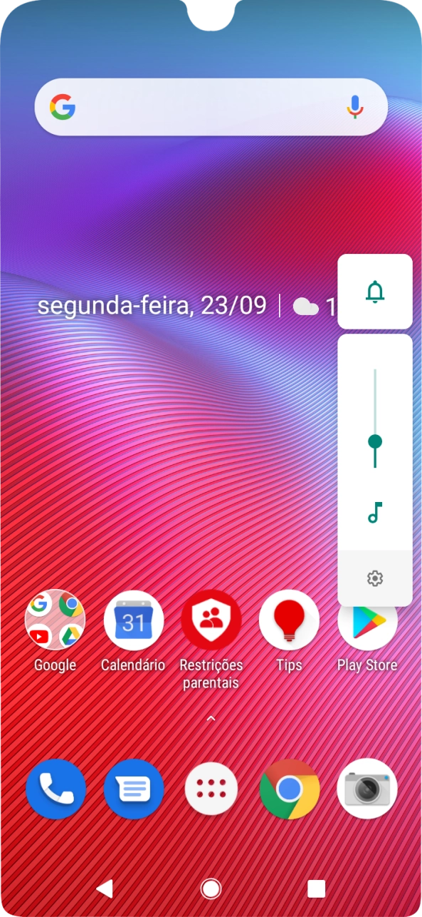 Prima o ícone de perfil as vezes necessárias para ativar ou desativar o perfil silencioso.