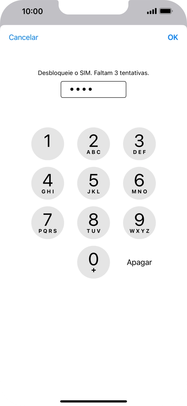 Introduza o seu código PIN e prima OK.