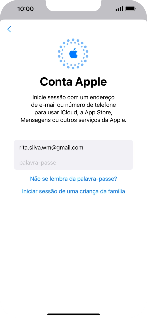 Prima palavra-passe e introduza a password do ID Apple.