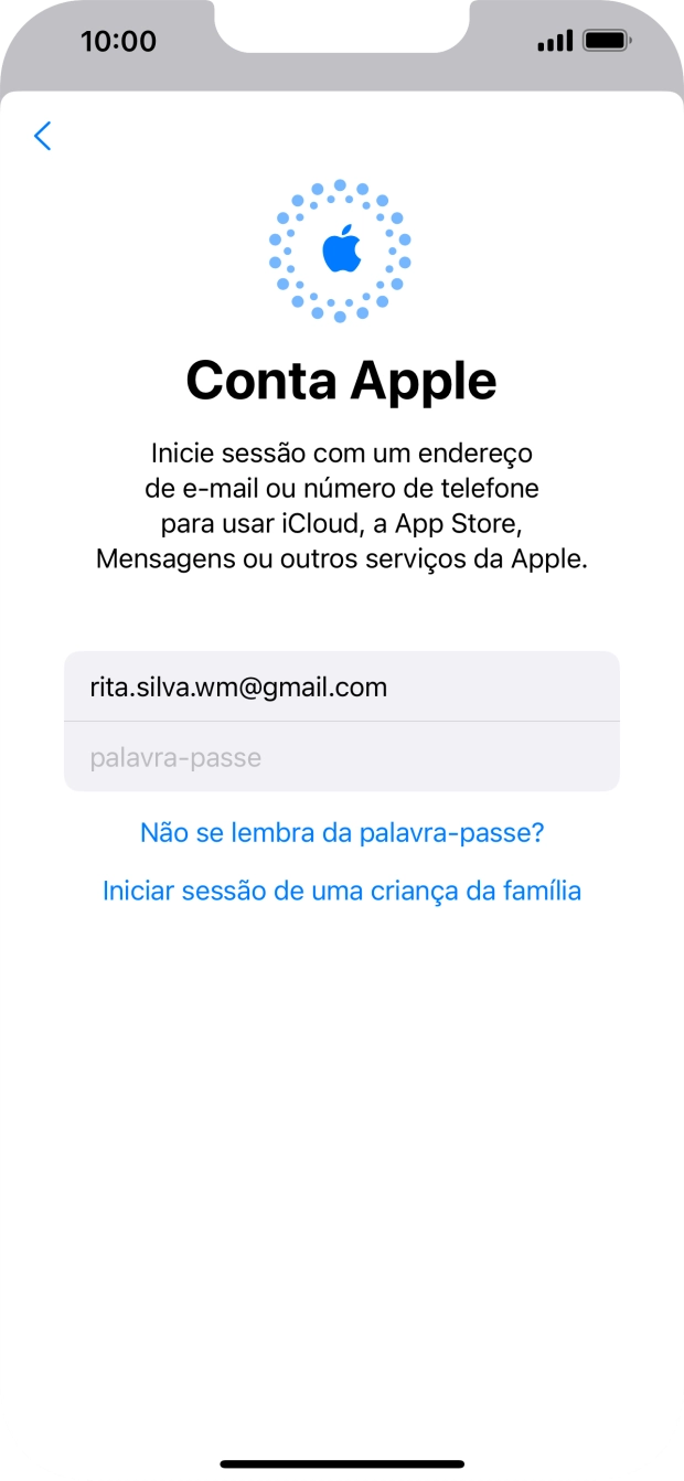Prima palavra-passe e introduza a password do ID Apple.