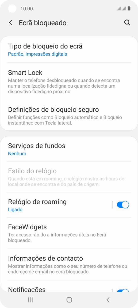 Prima Tipo de bloqueio do ecrã e introduza o código adicional de bloqueio do telefone que criou anteriormente.