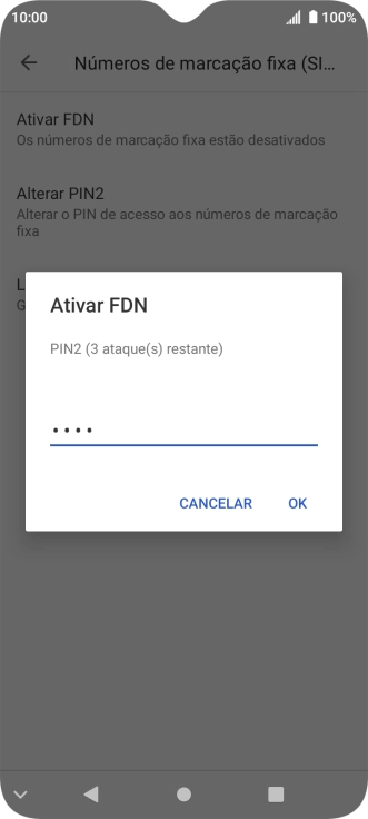 Introduza o código PIN2 e prima OK.