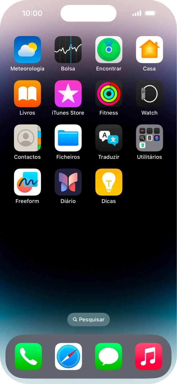 Prima em qualquer ponto do ecrã inicial e mantenha premido um instante.